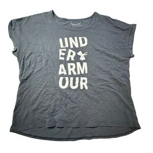 Under Armour Loose Fit Heatgear T‎ Shirt Top Women's Large Gray Short Sleeve